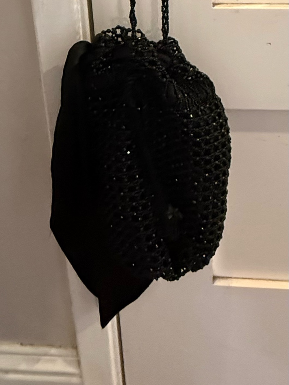 Vintage Black Beaded Shoulder Bag